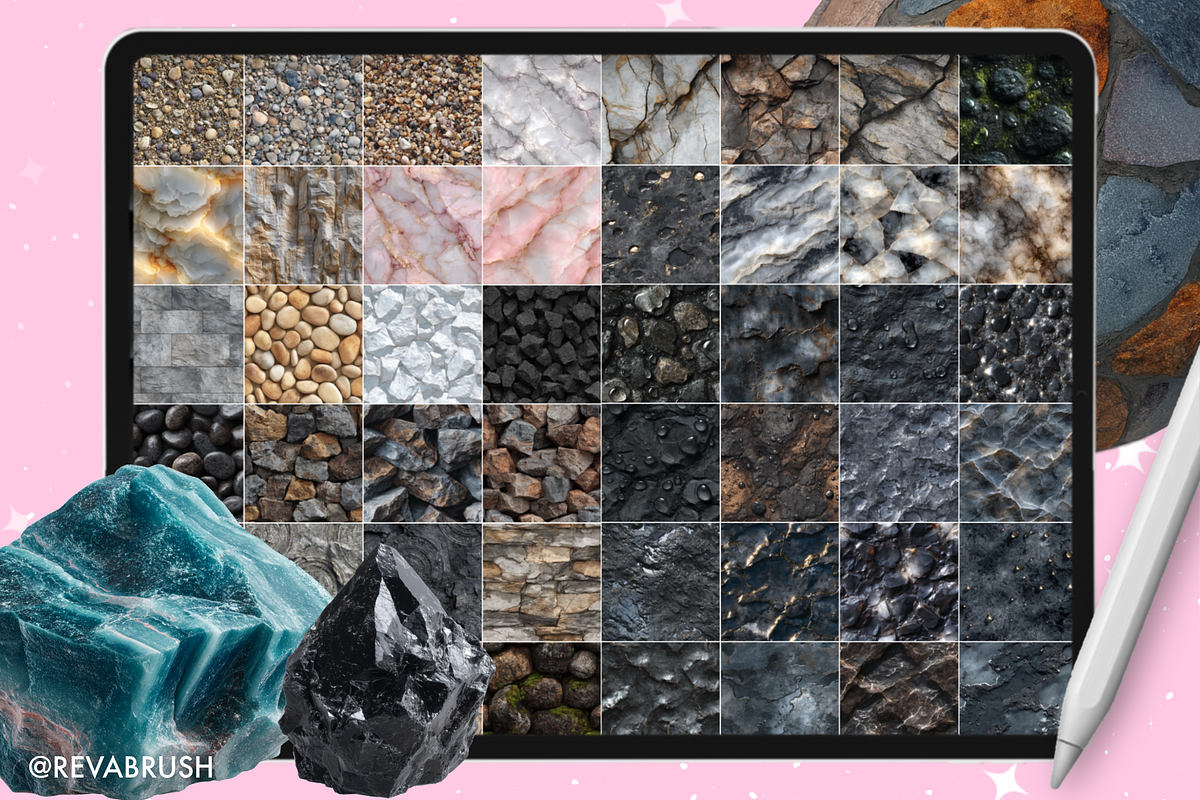 Procreate Stone texture brushes, a Brush Add-On by Revabrush (Photo 4 of 7)