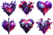 Gothic Valentine Hearts Clipart, an Illustration by Craft Nest (Thumbnail 4 of 9)