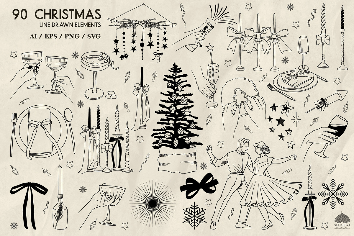 Christmas line art + Procreate, an Illustration by Skliarova (Photo 2 of 4)