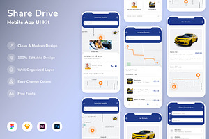 Share Drive Mobile App UI Kit, an UI Kit Template by Betush