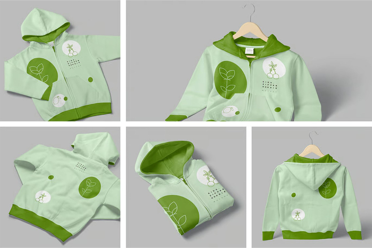 Kids Zipper Hoodie Mockups, a Hoody Mockup by megostudi0 (Photo 1 of 7)