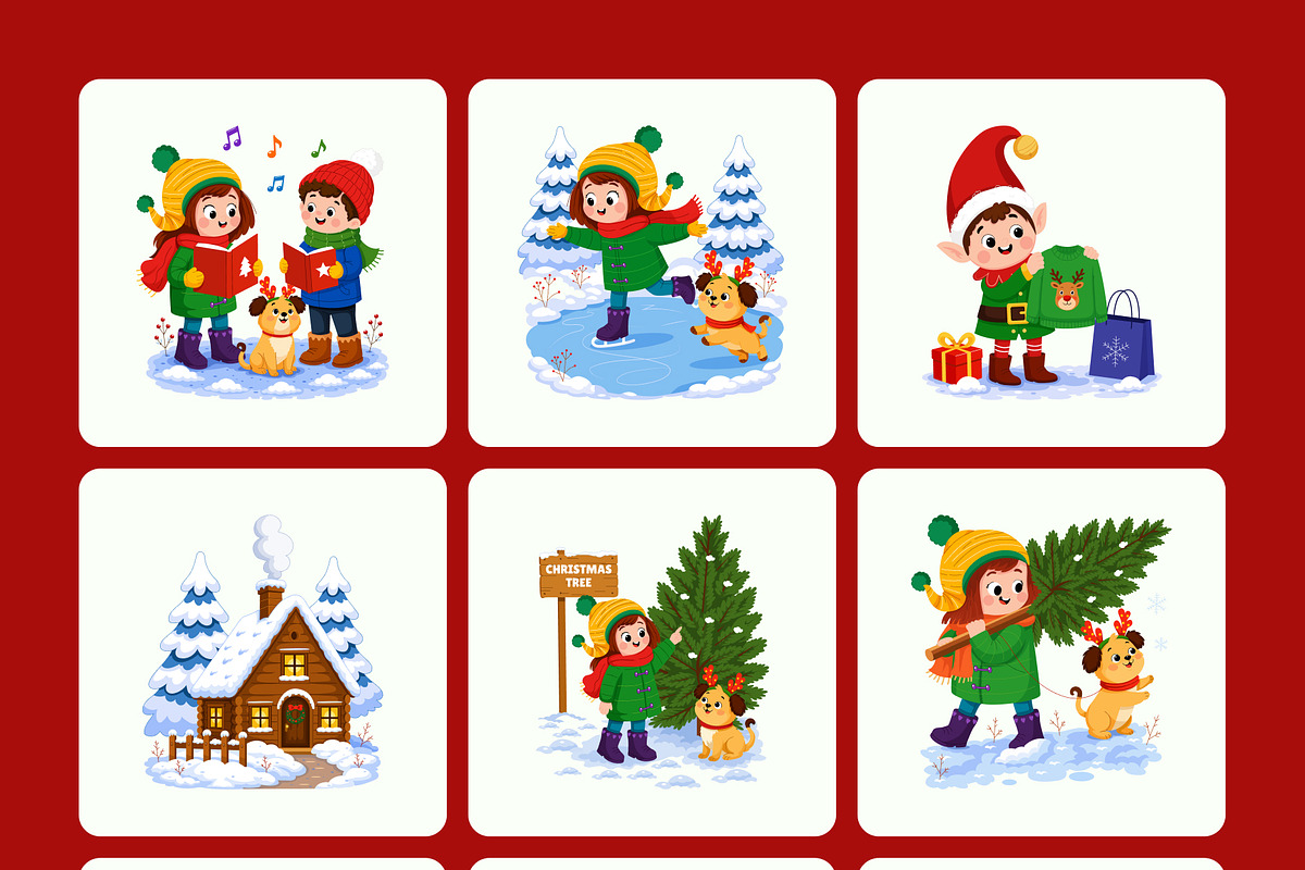 60 Christmas Flat Illustrations, a Decorative Illustration by Brickclay (Photo 10 of 11)
