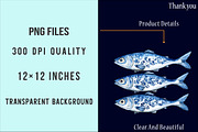 Blue Toile Sardines PNG, an Illustration by SinaCreation (Thumbnail 4 of 5)