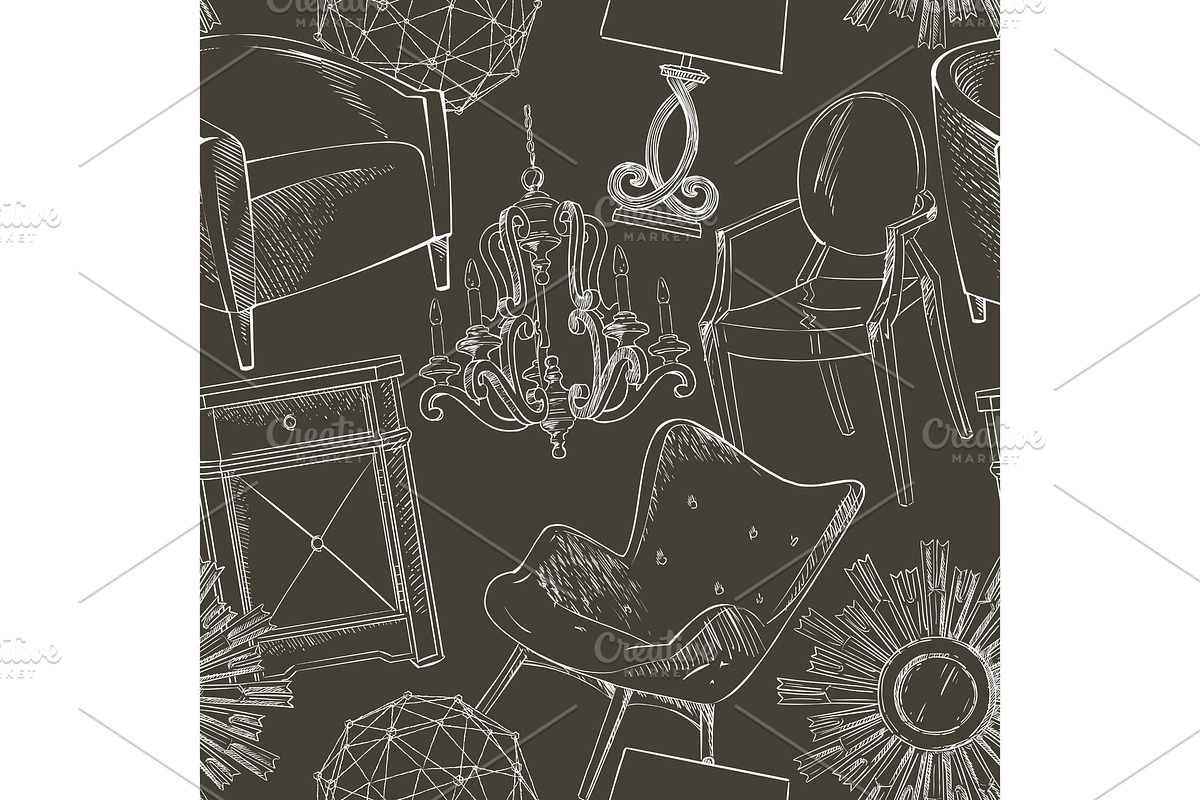Background seamless pattern of furniture, an Object Graphic by Alltruecolours