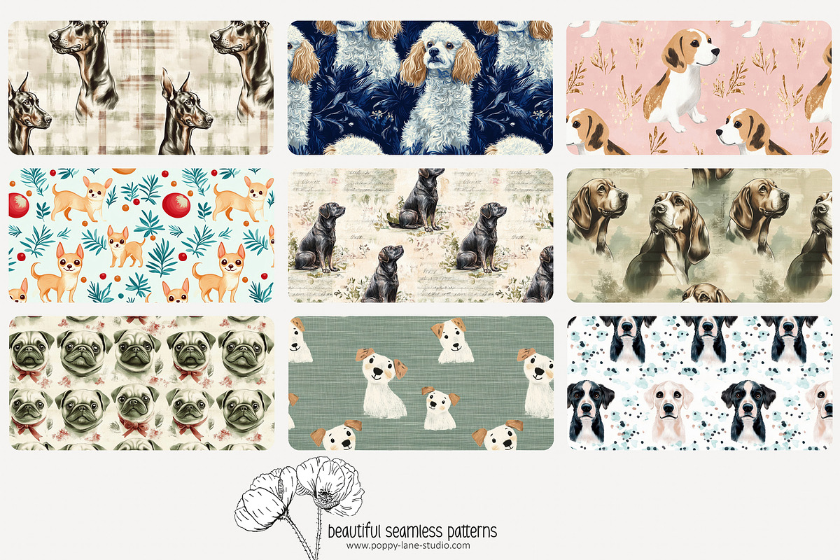 80 dog seamless pattern, a Pattern Graphic by Poppy Lane Studio (Photo 9 of 11)