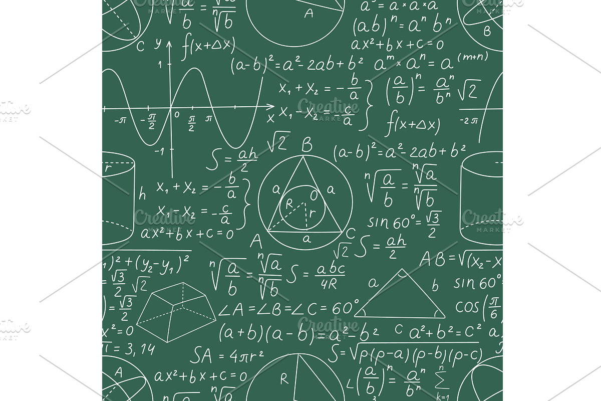 Green school board with mathematical, an Illustration by Vectorbuum