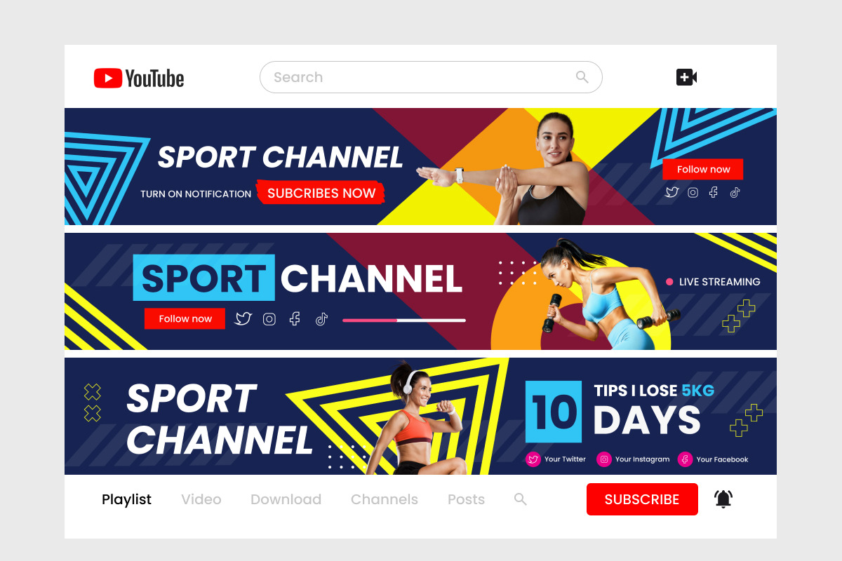 Sporty YouTube Banner for Athletes, a Social Media Template by twinstd (Photo 2 of 2)