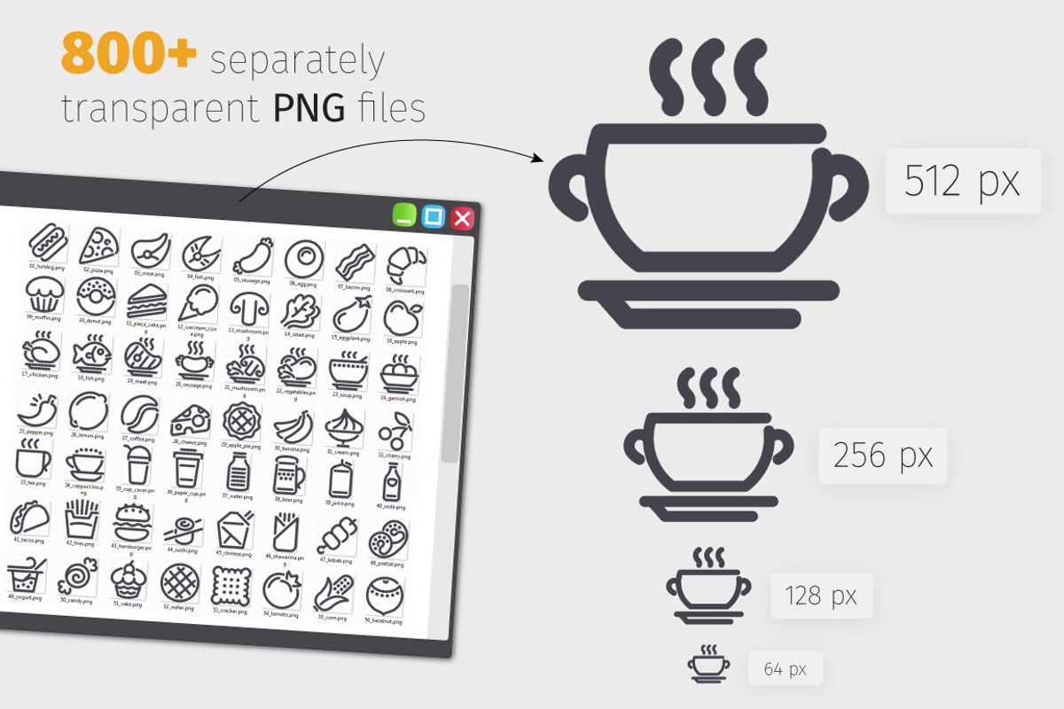 Food 800+ Line Icons Bundle, an Outline Icon by Voysla's Shop (Photo 5 of 8)
