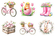 Pink Easter Watercolor Clipart Bundl, an Illustration by DreamArtGraphic (Thumbnail 4 of 4)