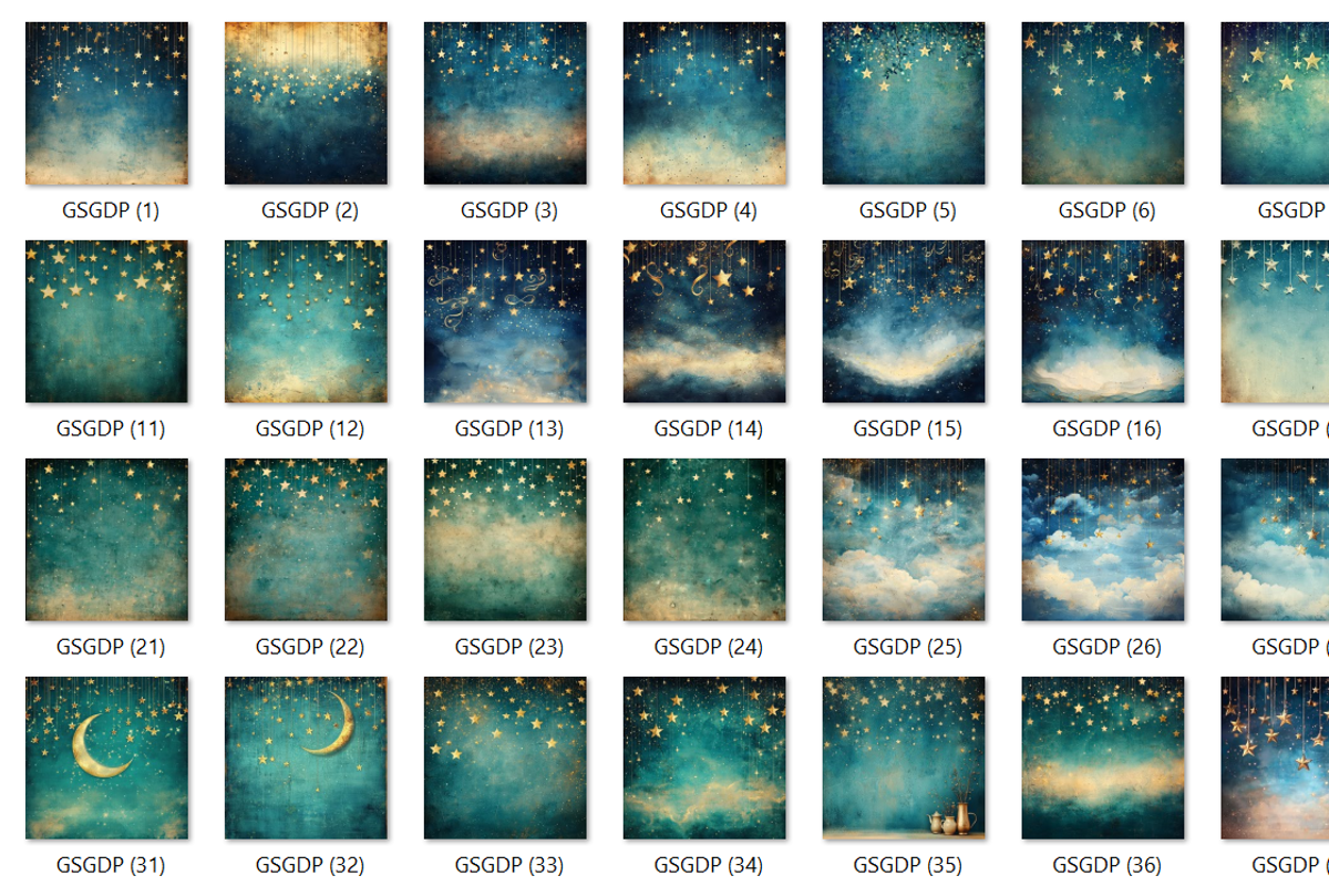 80 Gold Starry Grunge Digital Paper, an Illustration by HubbaDigitals (Photo 2 of 3)