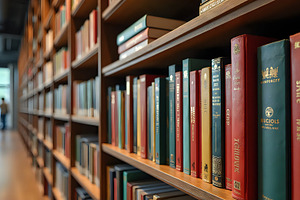 Modern Bookshelf Filled With Academi, a Photo by LOGOCREATIVE