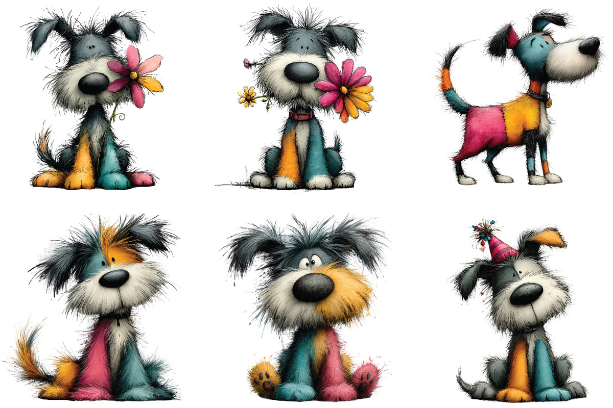whimsical Colorful Dog Clipart, an Illustration by CraftArtStudio (Photo 3 of 6)