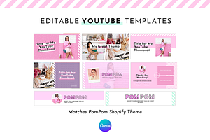 YouTube Branding Kit Pink Canva Set