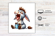 Watercolor Funny Donkey Clipart, an Illustration by Canvas Craft (Thumbnail 7 of 7)