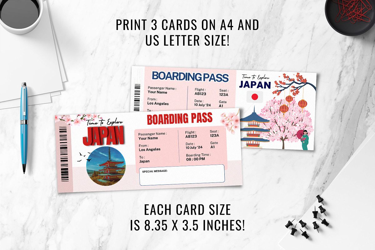 Japan Trip Gift Ticket Template, a Templates & Theme by Snapybiz (Photo 7 of 10)