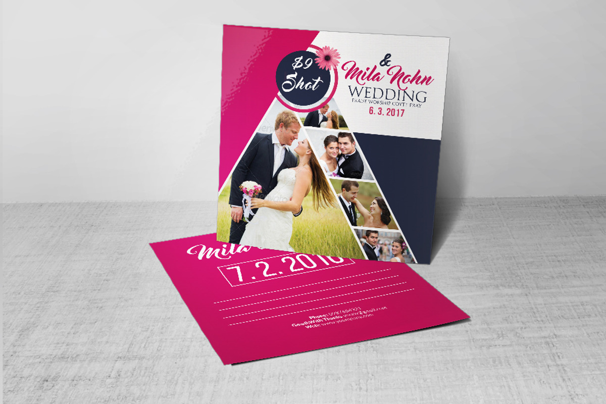 Wedding Invitation Postcard Template, a Card Template by Business Flyers (Photo 3 of 4)