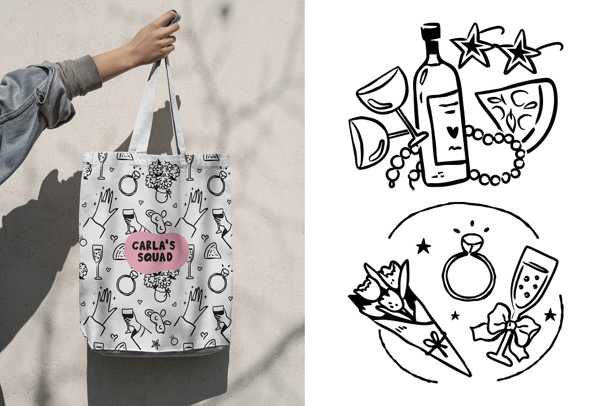 Whimsical bachelorette party clipart, a Decorative Illustration by Heartwarming Art (Photo 7 of 14)