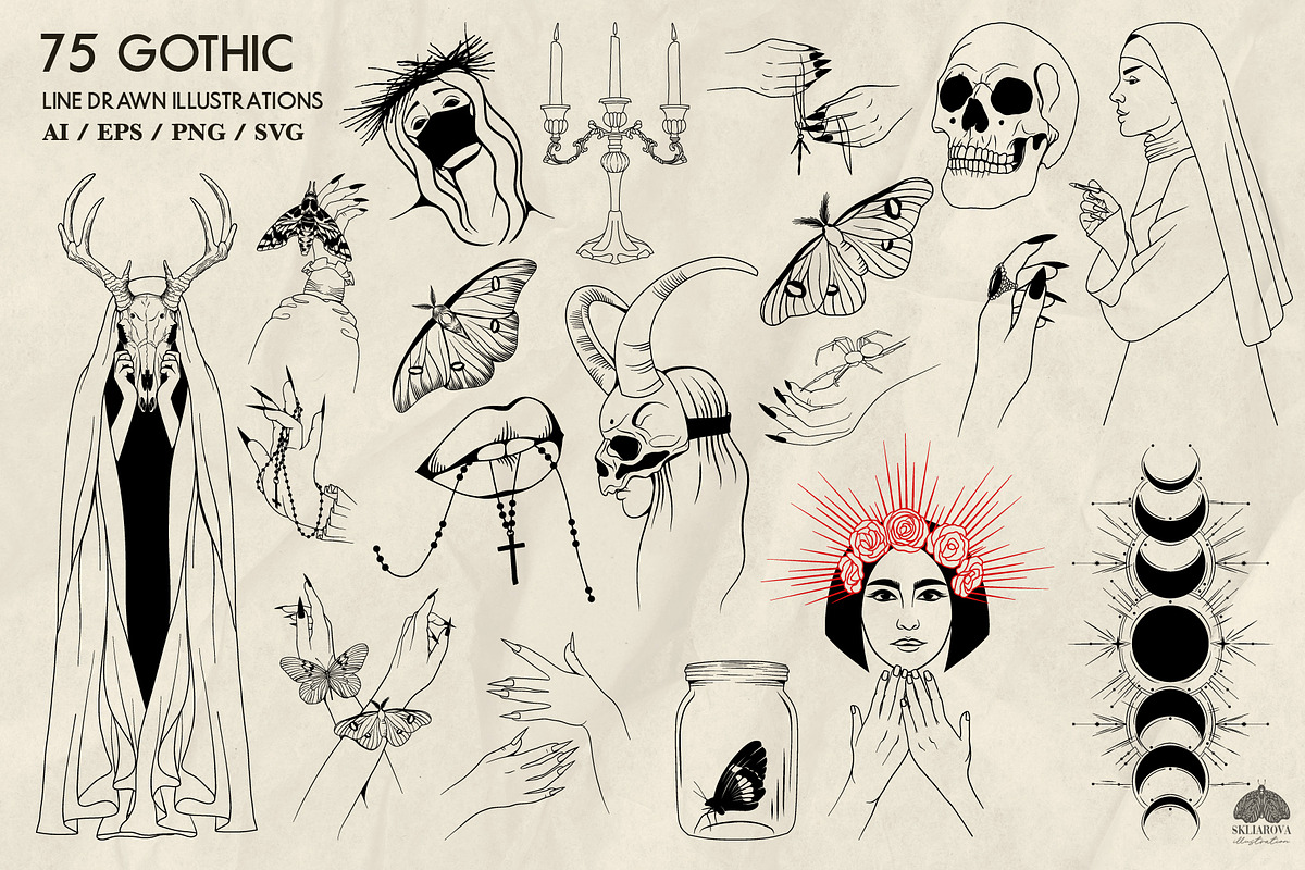 Gothic Line Art + Procreate, an Object Illustration by Skliarova (Photo 2 of 8)
