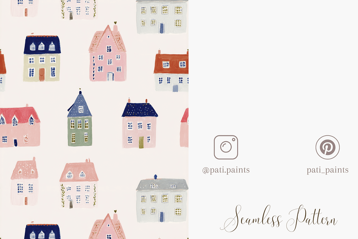 Whimsical Houses Seamless Pattern PN, a Pattern Graphic by Pati Charm Studio (Photo 5 of 8)