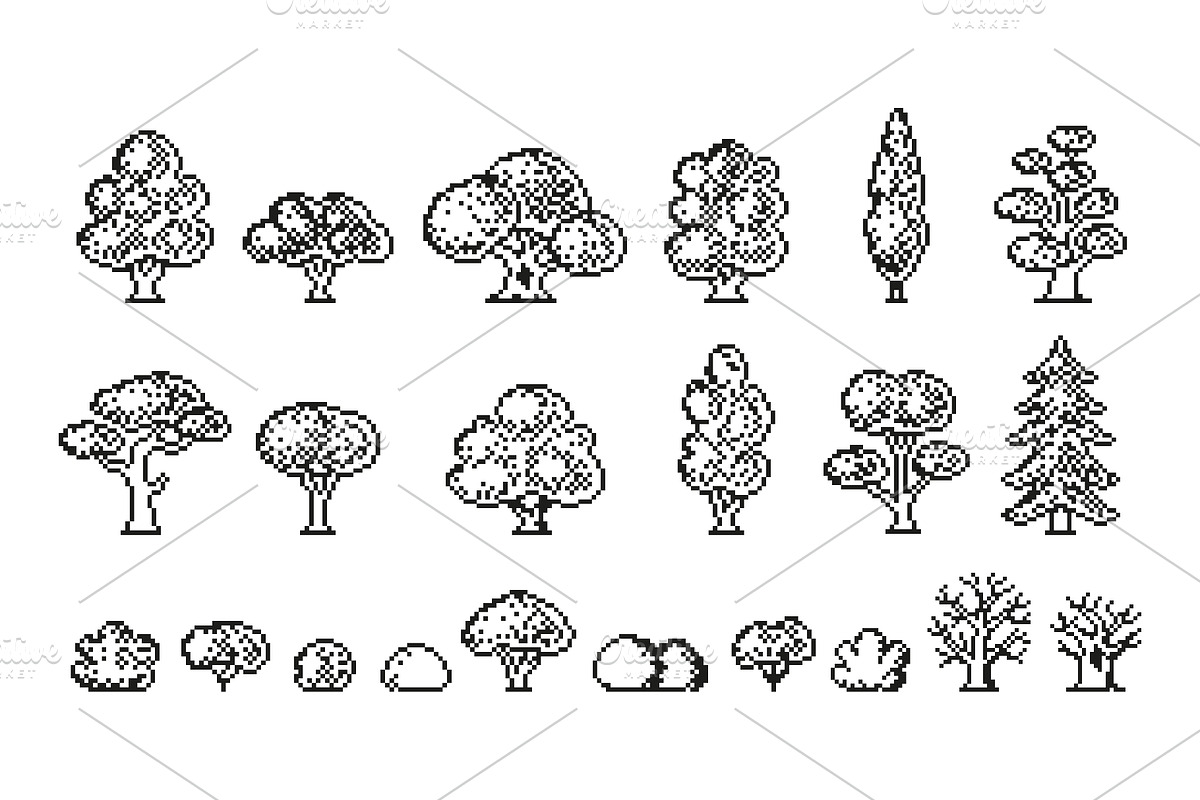 Nature landscape, forest pixel art, an Object Graphic by LadadikArt (Photo 1 of 3)