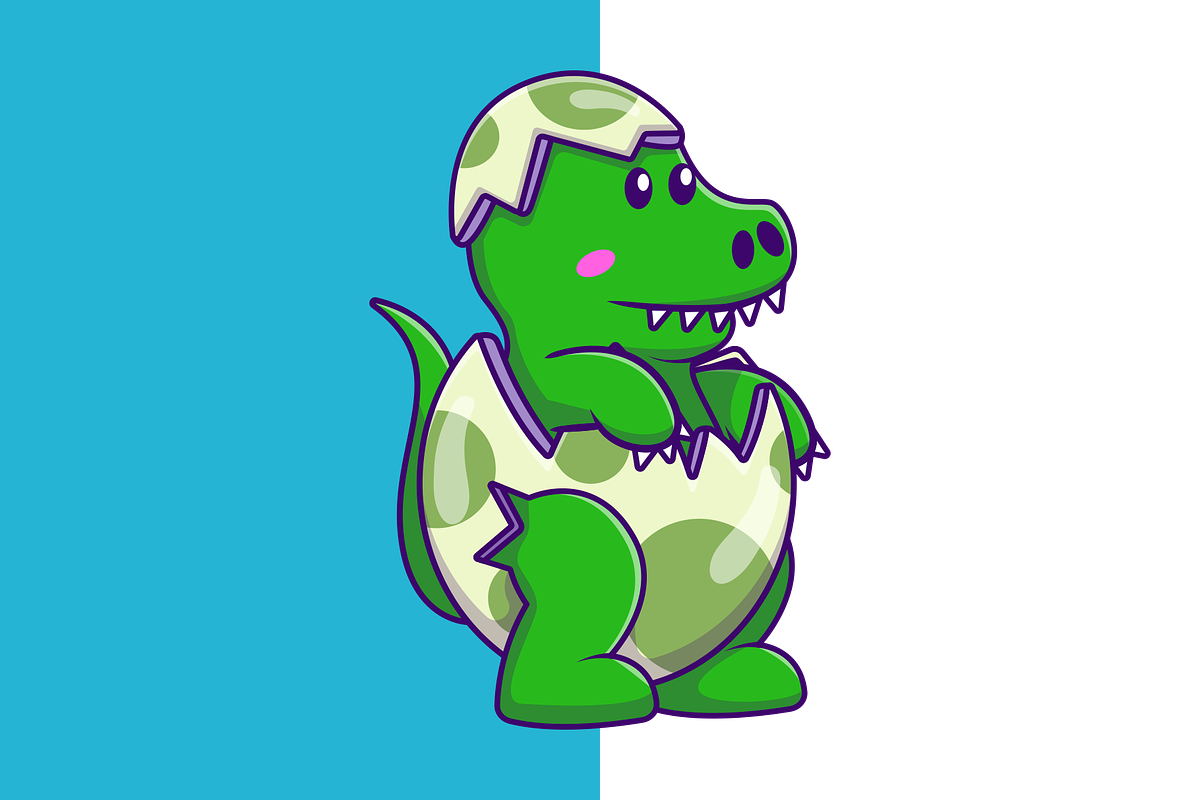 Cute Dino In Crack Egg Cartoon, an Animal Illustration by Artstorystudio (Photo 2 of 3)