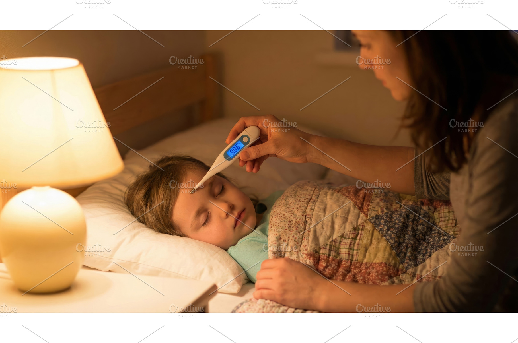 Night Temp Check Child, a Health & Medical Photo by CREATIVEDEF