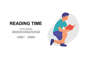 Vector banner with kneeling man, an Education Illustration by GraphiShop