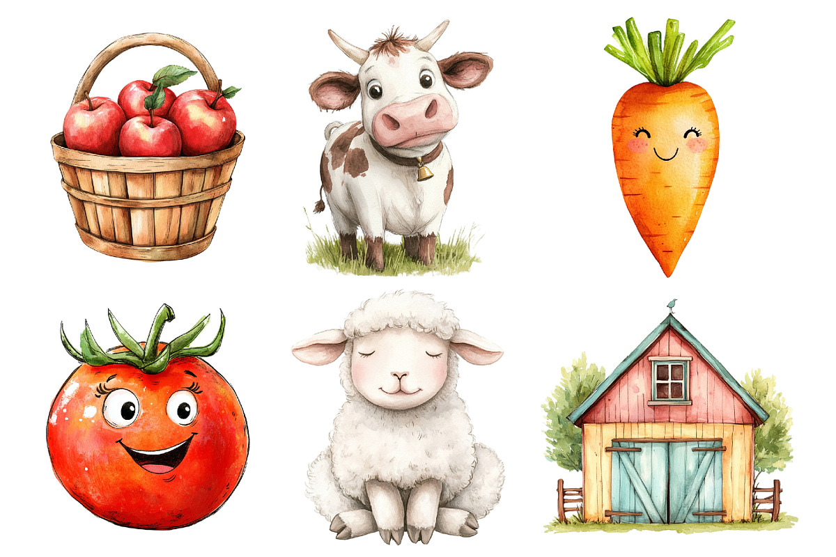 Cute Farm Garden Clipart, an Illustration by SinaCreation (Photo 3 of 5)