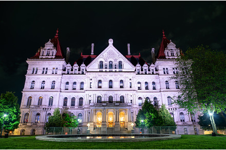 Illuminated New York State Capitol