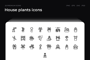 House plants icons, an Outline Icon by Wencory