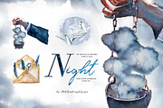 Hand-Painted Night Clipart Set, an Animal Illustration by ArtCreationsDesign (Thumbnail 22 of 29)