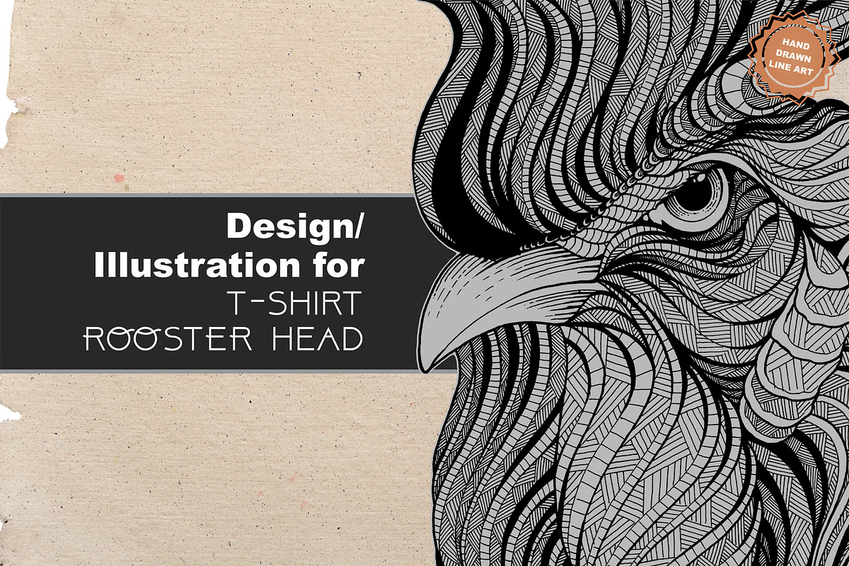 Rooster T-shirt design (Hand drawn), an Illustration by Soir Creative (Photo 1 of 3)