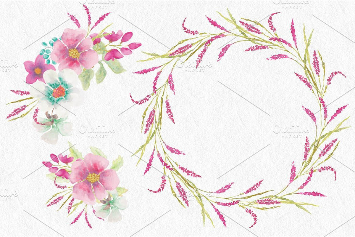 Pink Veronica Watercolor Clip Art, an Illustration by fashionaddict (Photo 5 of 8)