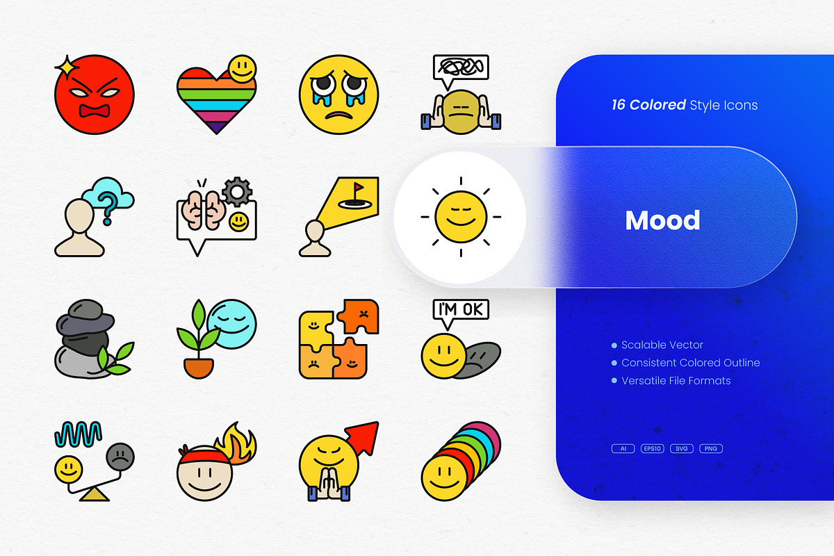 Mood Colored Icons, an Outline Icon by cidcud_graphic