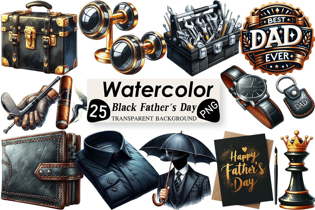 Classic Black Father's Day Clipart, an Illustration by Black Bird Studio (Photo 1 of 6)