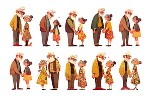 Elderly couple cartoon vector set, a Person Illustration by Onyx