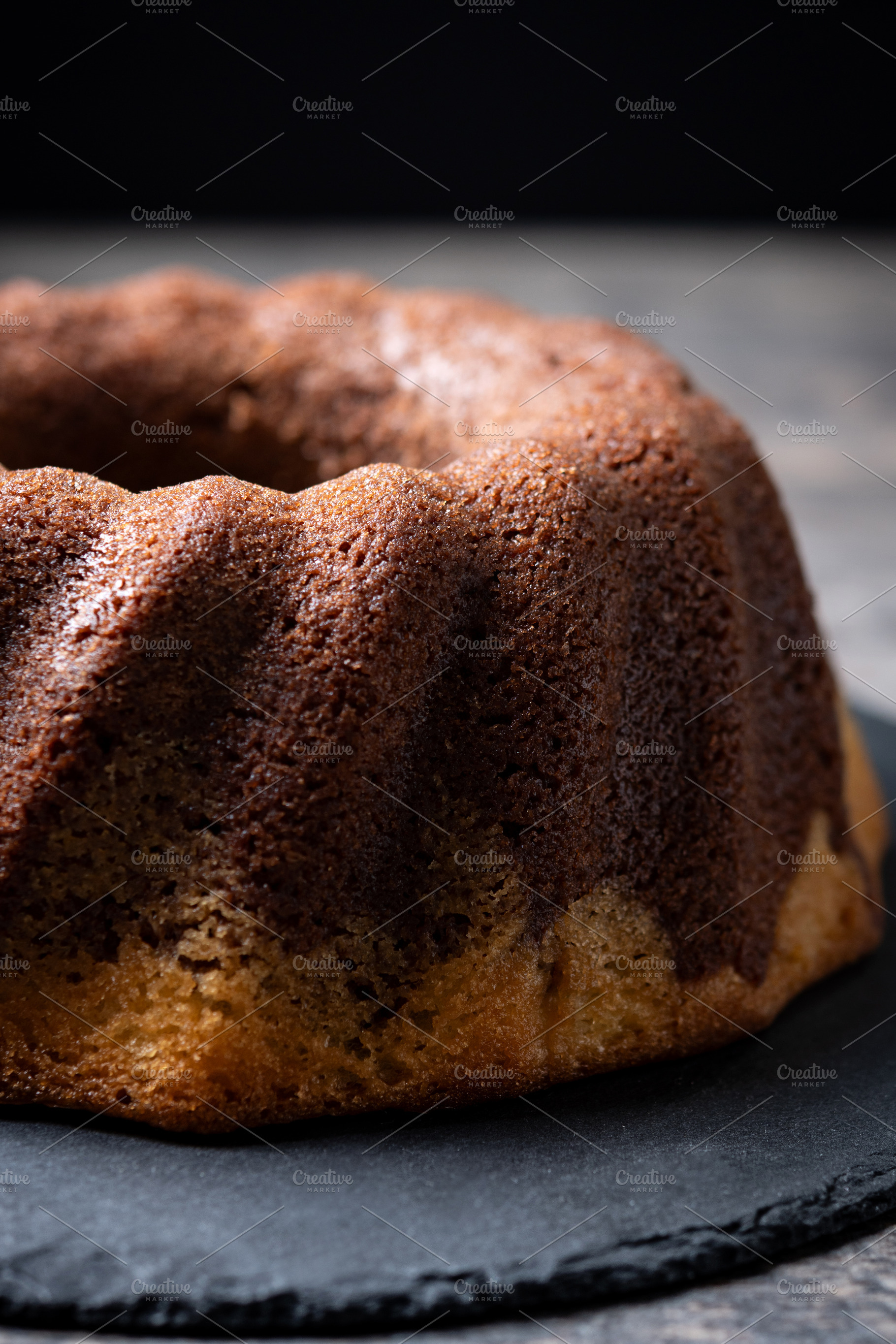 Homemade chocolate and vanilla marble bundt cake, a Food & Drink Photo by etorres69