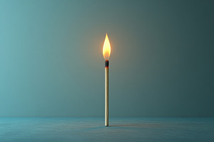 Ignited matchstick on dark background, an Abstract Photo by AlyaAnd