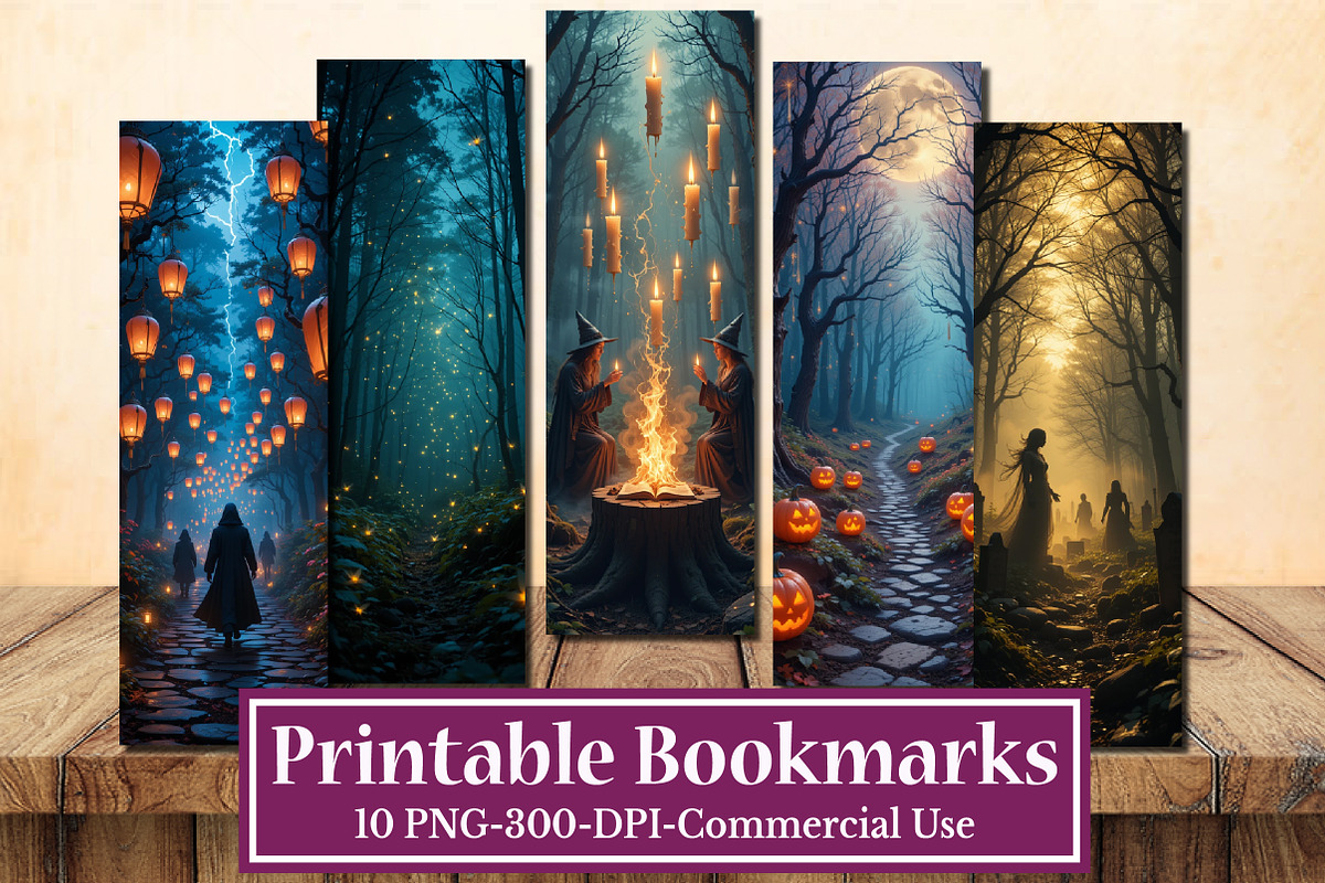 Fantasy Starry Night Forest Bookmark, a Seasonal Illustration by Rose Art (Photo 1 of 2)