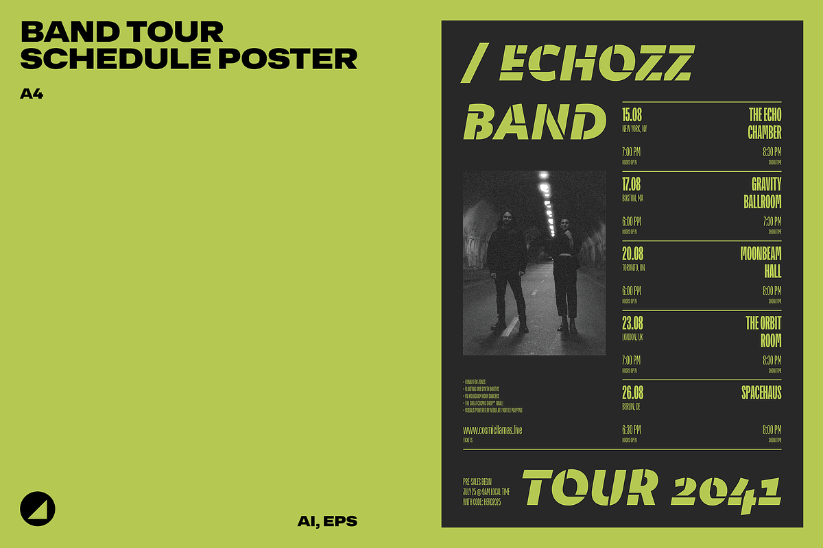 Music Band Tour Schedule Event Flyer, a Flyer Template by Danil Polshin