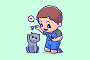 Cute Boy Playing With Cat Cartoon, a Person Illustration by Catalyst Labs (Thumbnail 1 of 3)