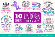 Unicorn SVG bundle 10 designs, an Illustration by BlackCatsMedia (Thumbnail 1 of 2)