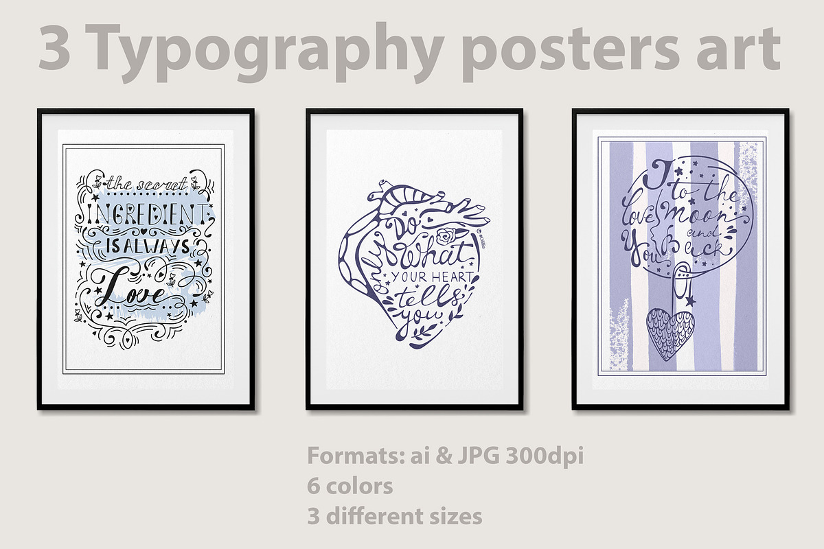 3 typography posters, an Education Illustration by Olillia (Photo 7 of 13)