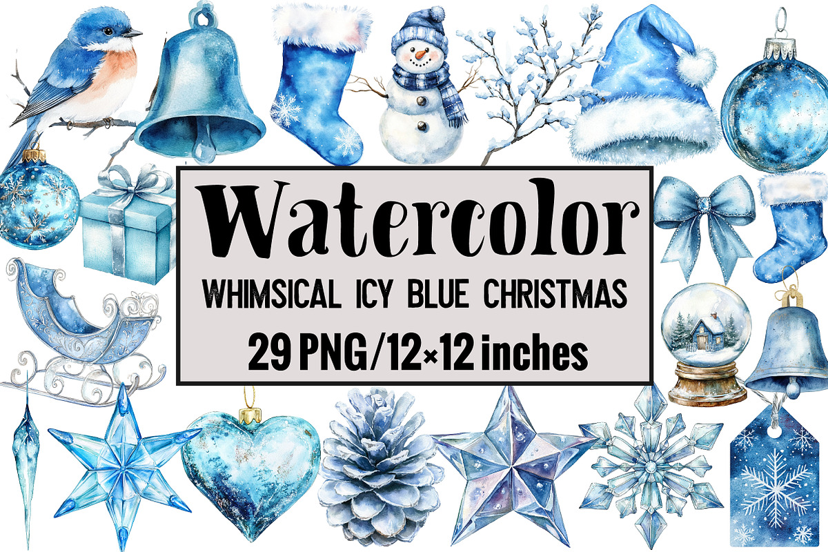Whimsical Icy Blue Christmas, an Illustration by Design Market (Photo 1 of 4)