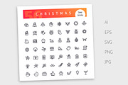 Christmas Line Icons Set, an Outline Icon by Voysla's Shop (Thumbnail 4 of 4)