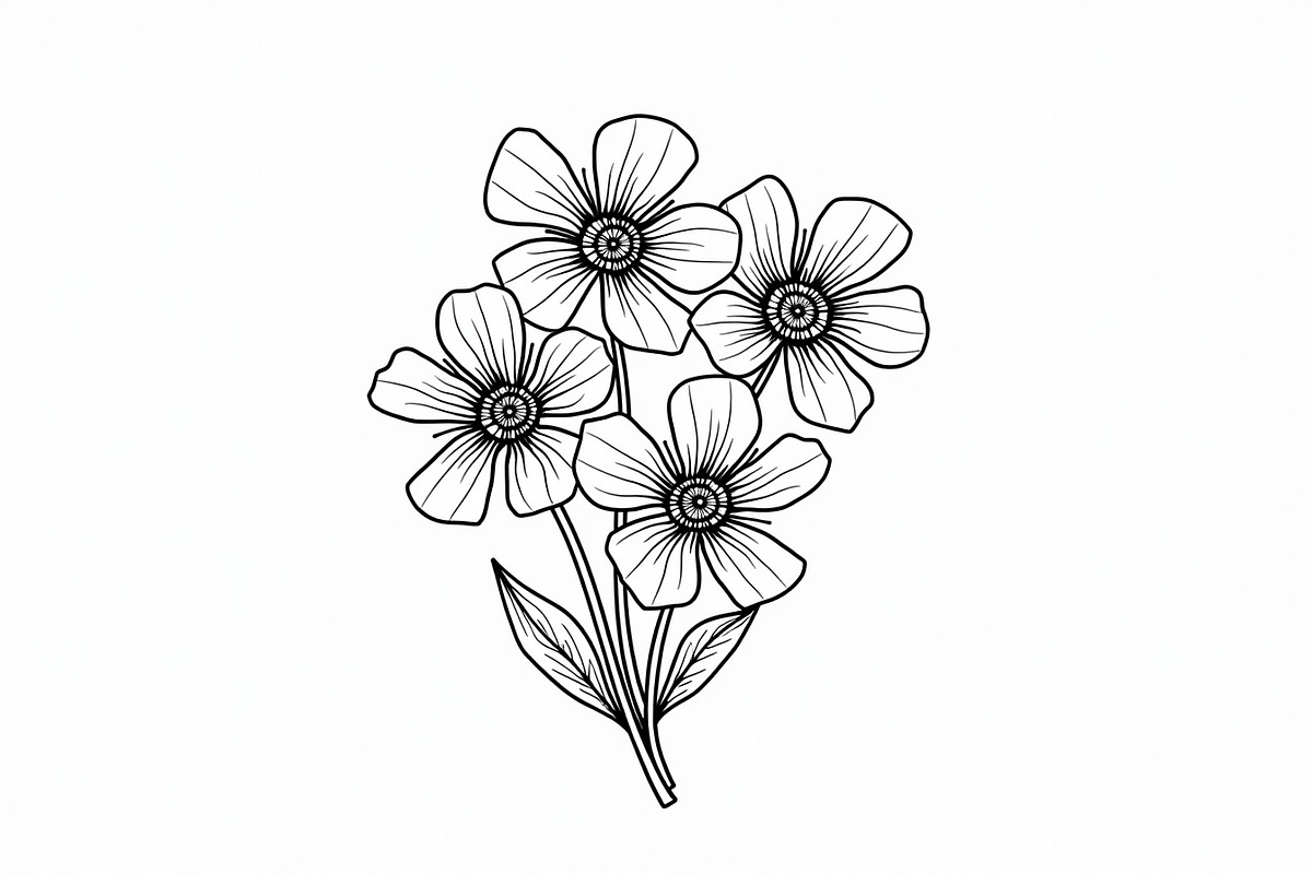 Flower Outline Art Printable Pack, an Illustration by BIPLOB EXPERT (Photo 3 of 9)
