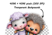 Whimsical Floral Animal Clipart Set, an Illustration by one-touch (Thumbnail 9 of 16)