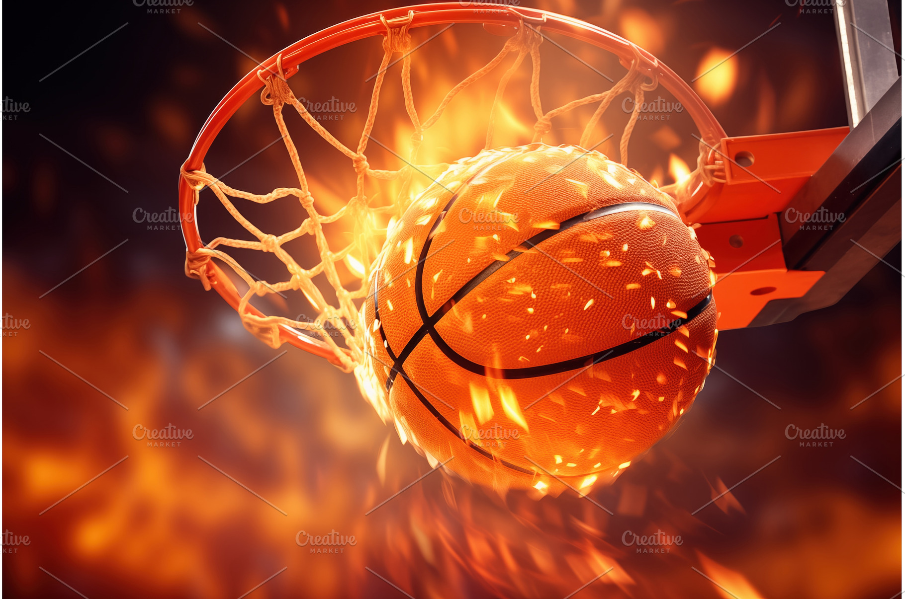 Basketball soaring through blazing, a Sports & Recreation Photo by Ungvar Studio
