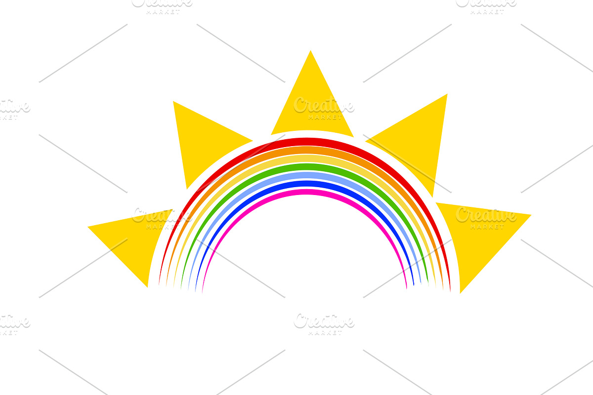 Logo rainbow and sun. hand drawn, an Illustration by Nenahliadava Design