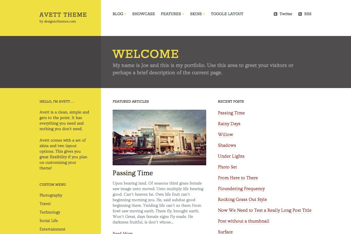 Avett, a Responsive WordPress Theme, a WordPress Template by DesignerThemes.com (Photo 3 of 5)